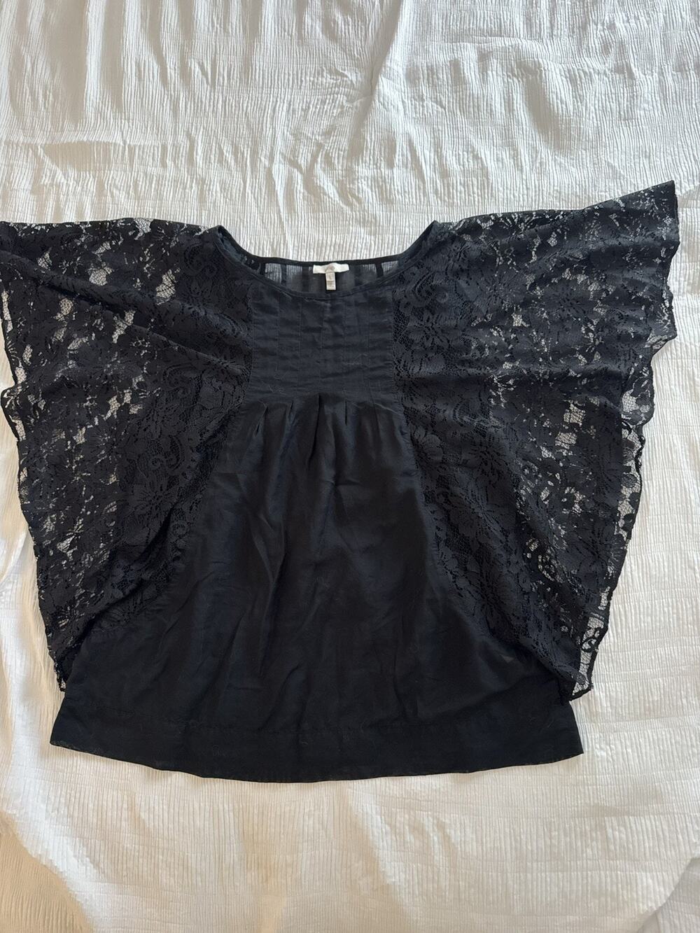Joie Blouse Joyce Boatneck Lace Boho Whimsigoth Romantic 90s Y2K Silk Blend